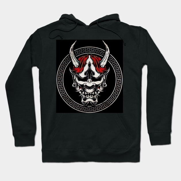 Demon Mask Samurai Japan Hoodie by PGasbarroneArt